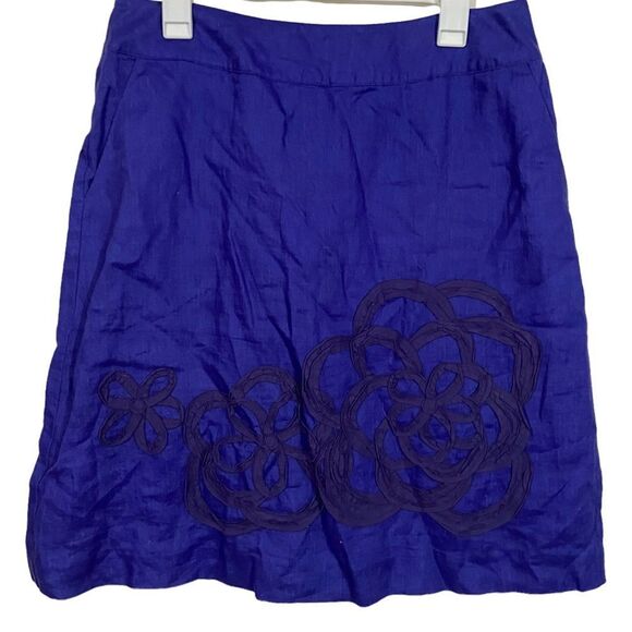 Boden Royal Purple Embroidered Patterned Midi Skirt - Picture 1 of 3